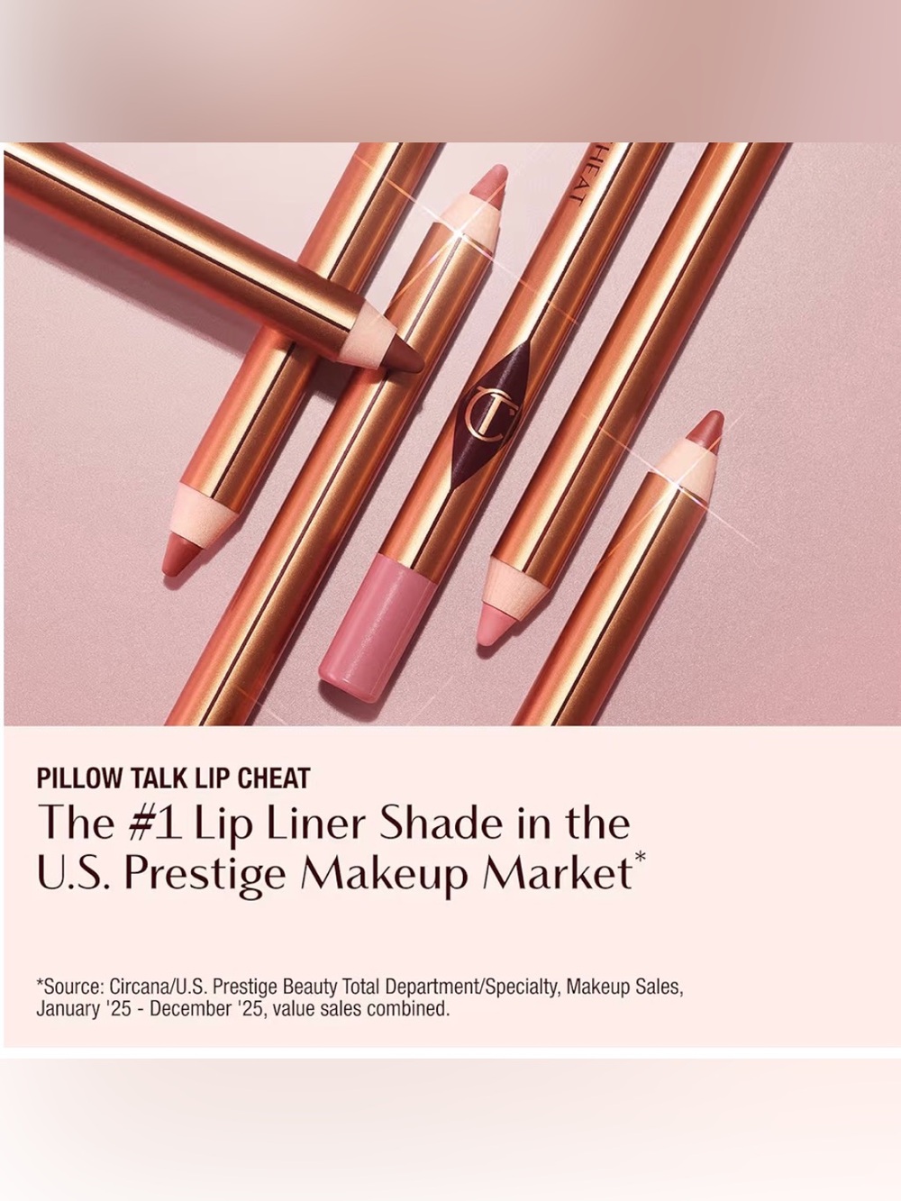 Charlotte Tilbury Lip Cheat Pillow Talk in Original ~ Waterproof W/ HYL Acid New